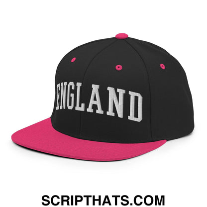 England Letterman Varsity Block Snapback Hat Black Neon Pink