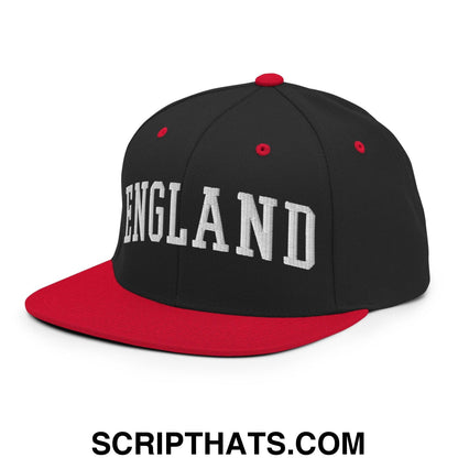 England Letterman Varsity Block Snapback Hat Black Red