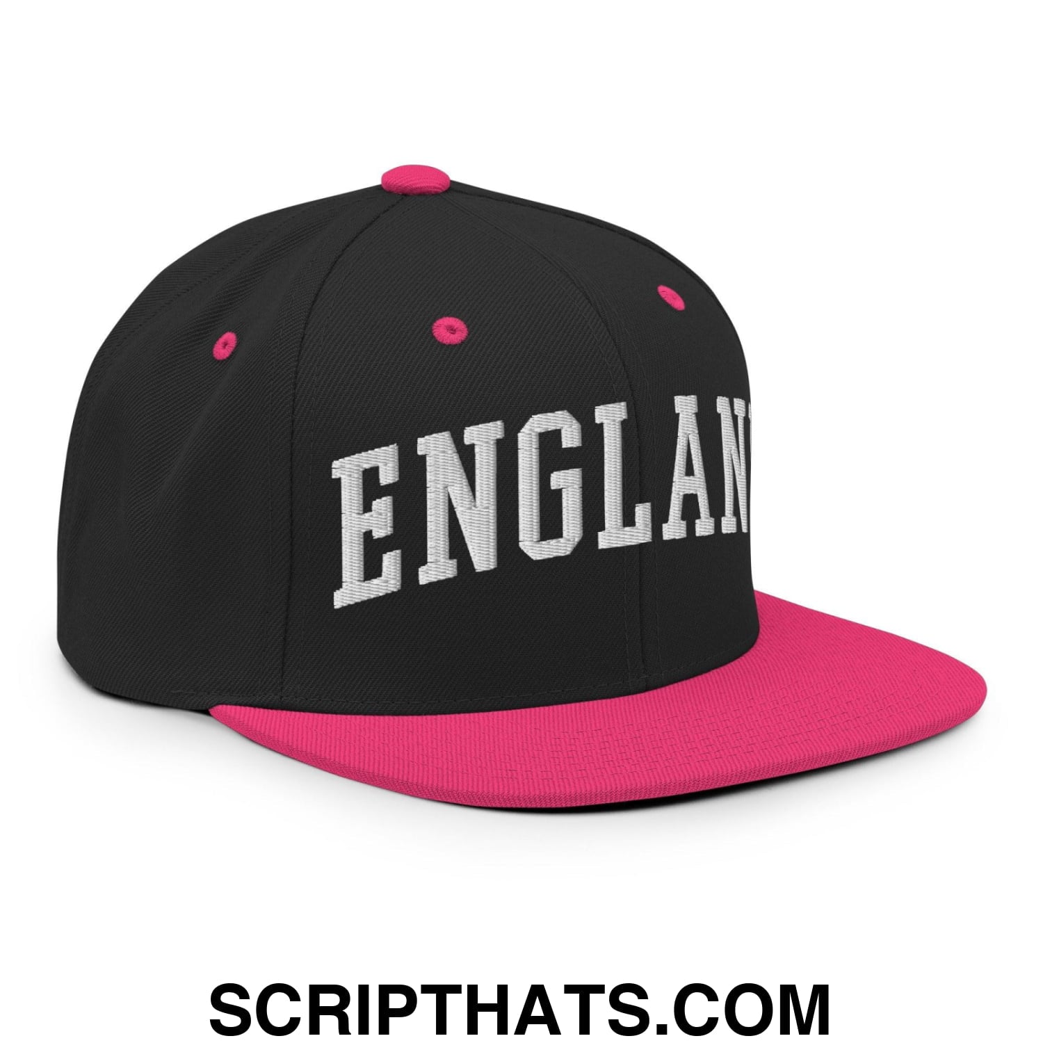 England Letterman Varsity Block Snapback Hat Black Neon Pink