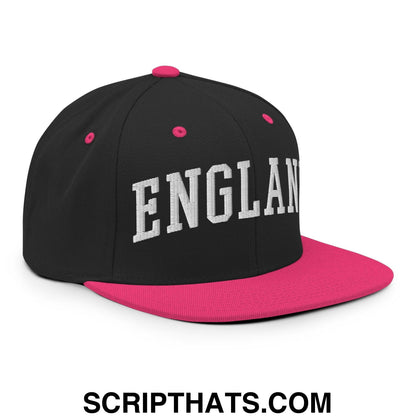 England Letterman Varsity Block Snapback Hat Black Neon Pink