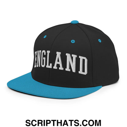 England Letterman Varsity Block Snapback Hat Black Teal