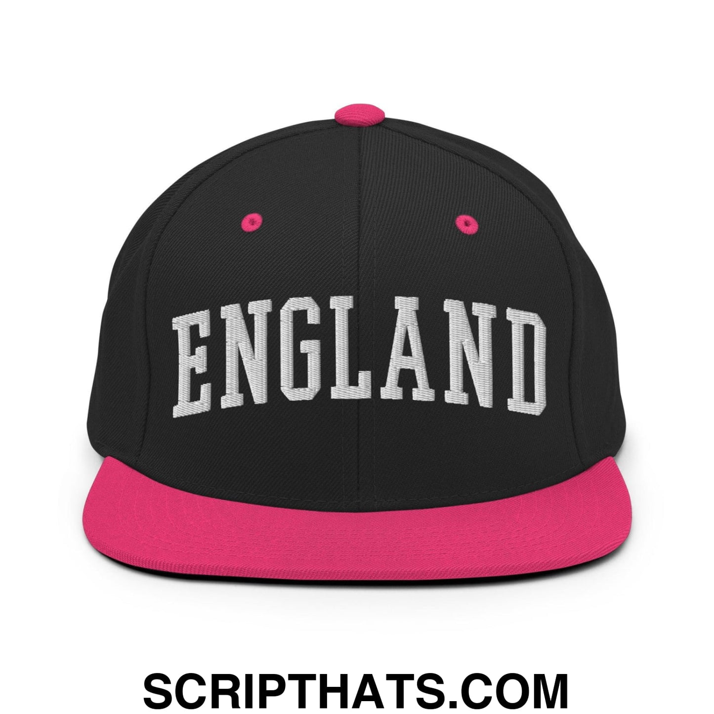 England Letterman Varsity Block Snapback Hat Black Neon Pink