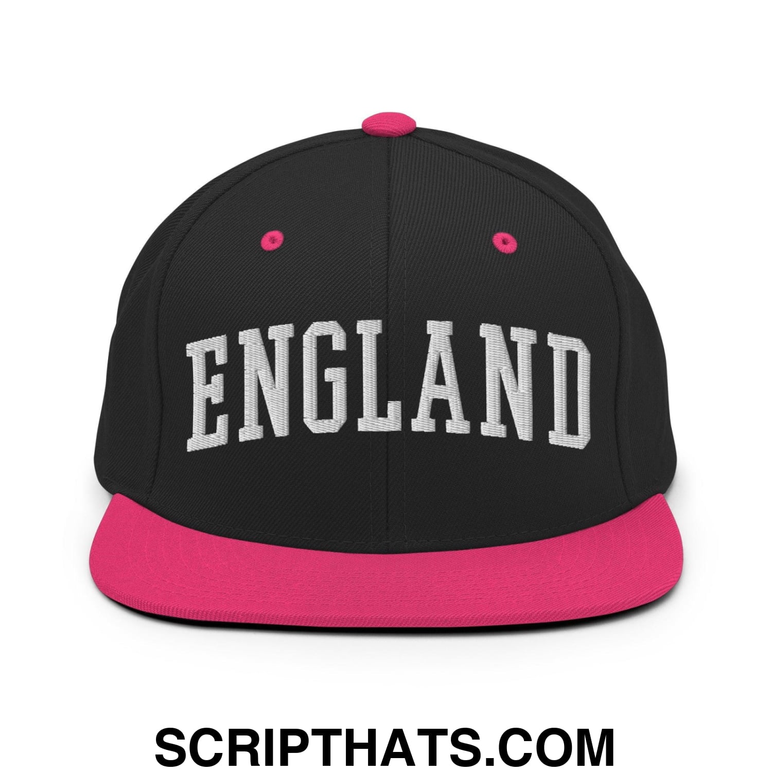 England Letterman Varsity Block Snapback Hat Black Neon Pink
