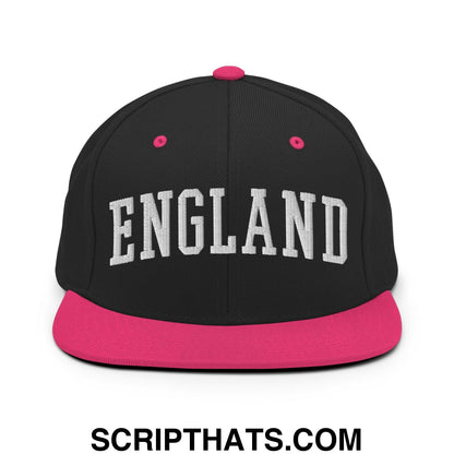 England Letterman Varsity Block Snapback Hat Black Neon Pink