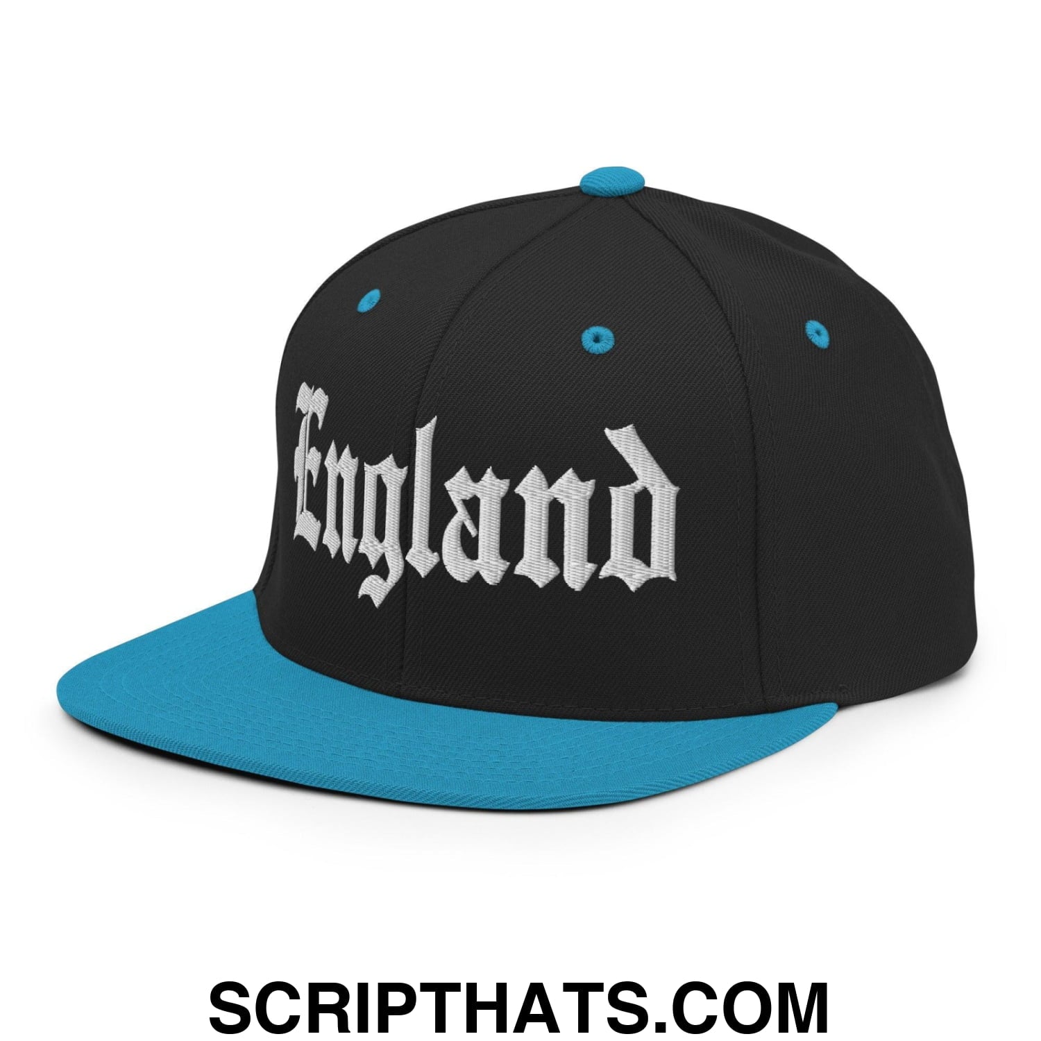 England OG Old English Snapback Hat Black Teal