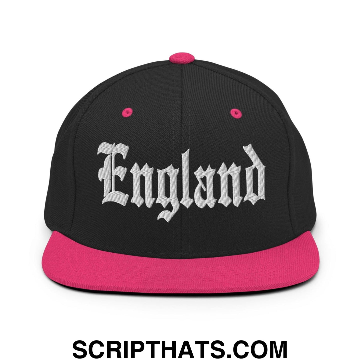 England OG Old English Snapback Hat Black Neon Pink