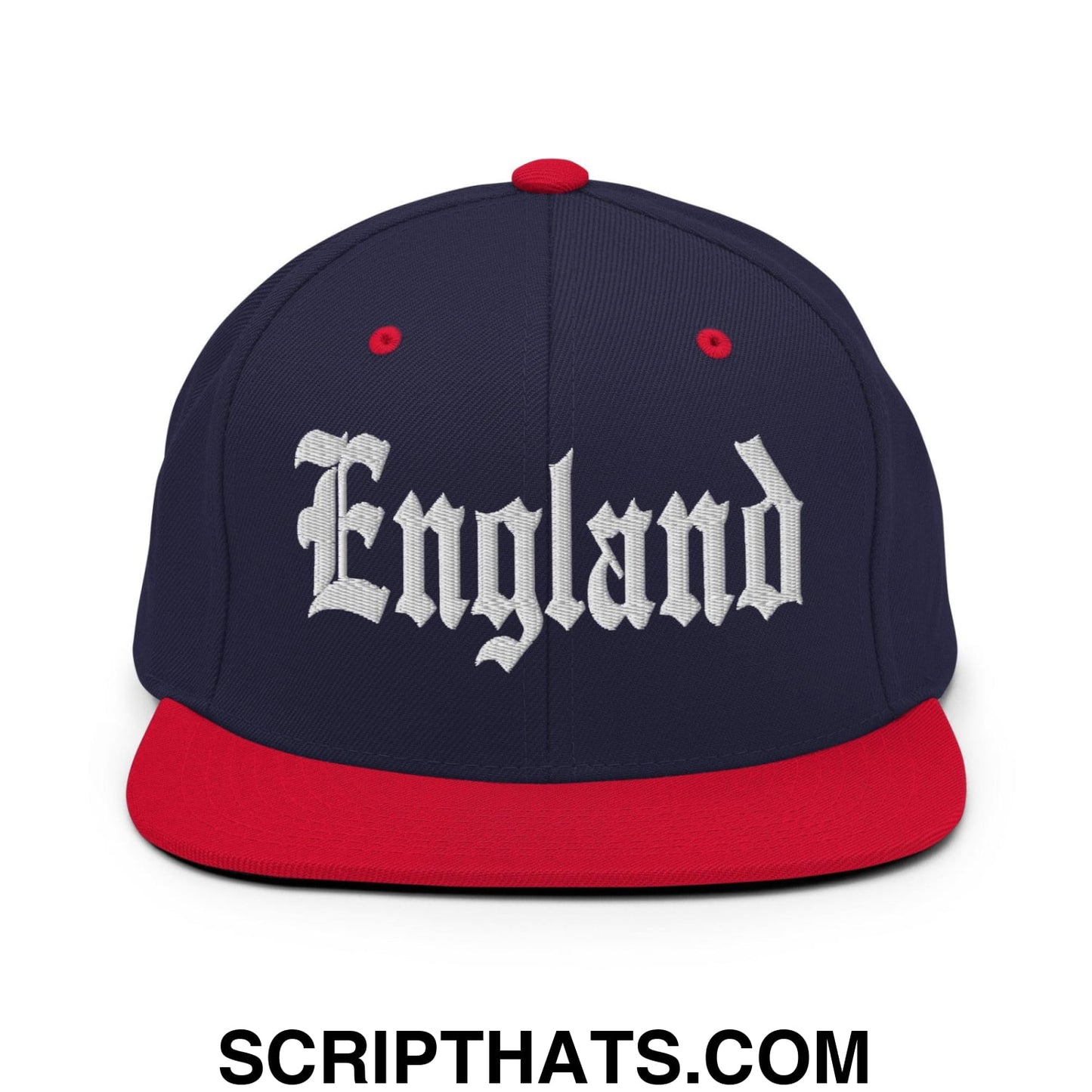 England OG Old English Snapback Hat Navy Red
