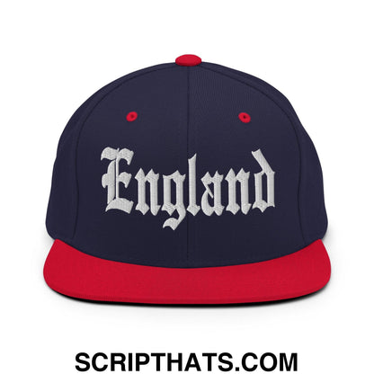 England OG Old English Snapback Hat Navy Red
