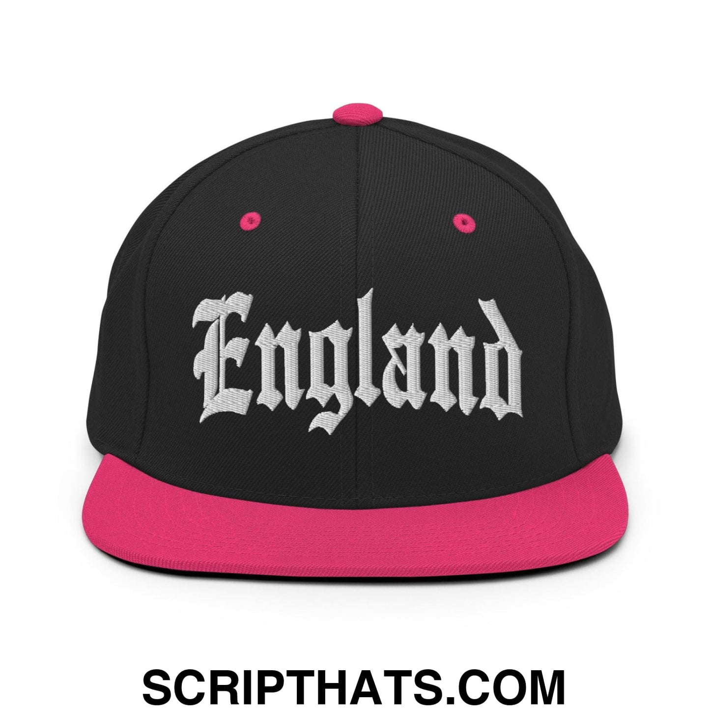 England Old English OG Snapback Hat Black Neon Pink