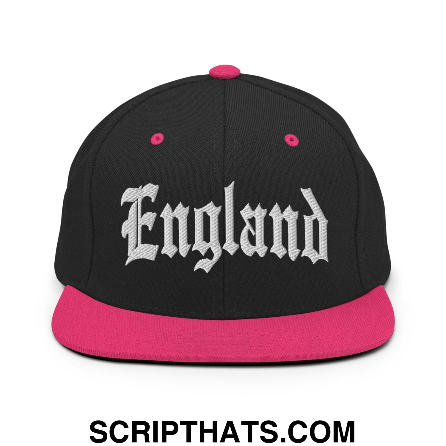 England Old English OG Snapback Hat Black Neon Pink