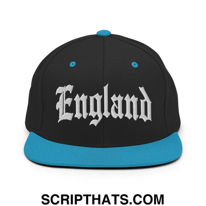 England Old English OG Snapback Hat Black Teal