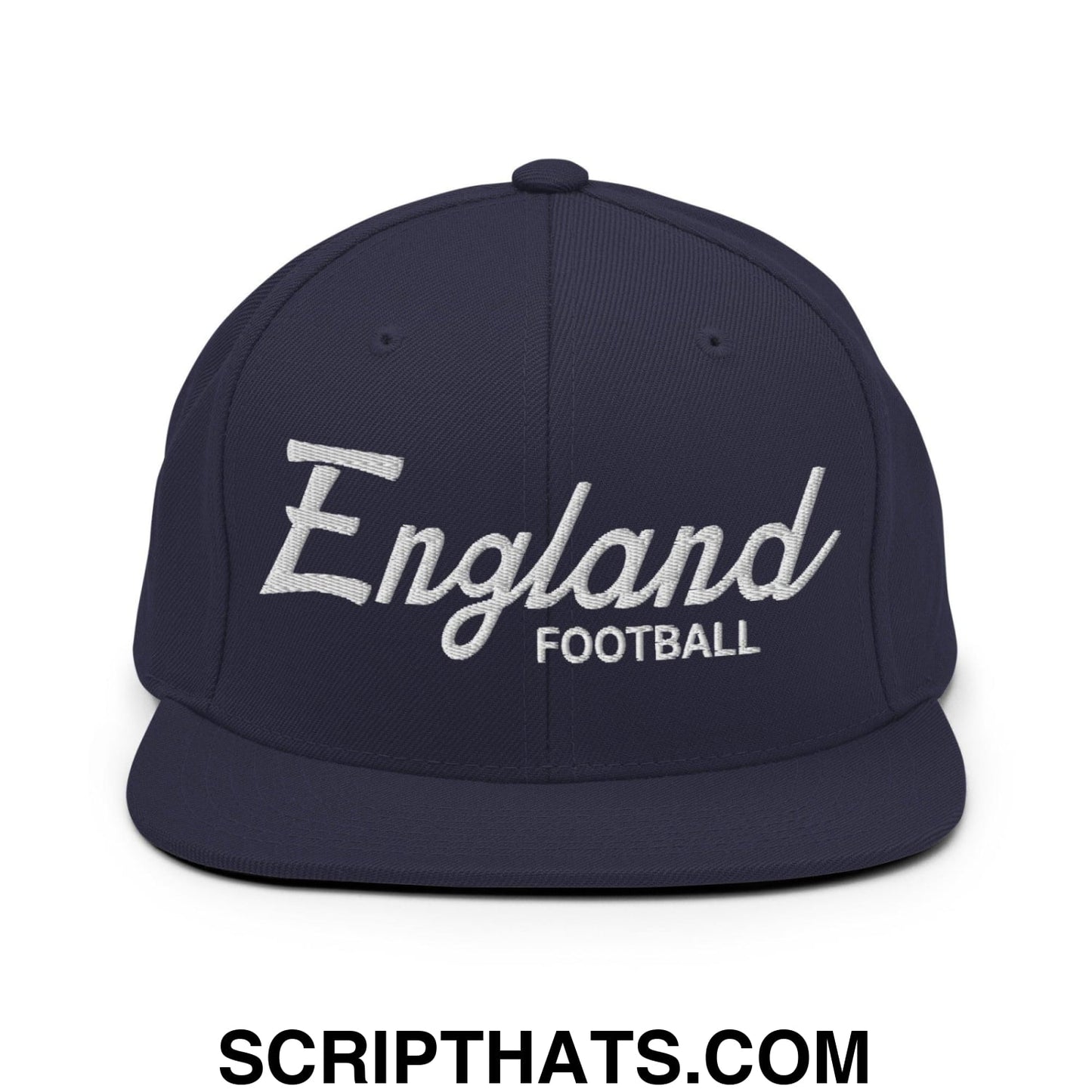 England Soccer Football Vintage Sports Script Snapback Hat Navy