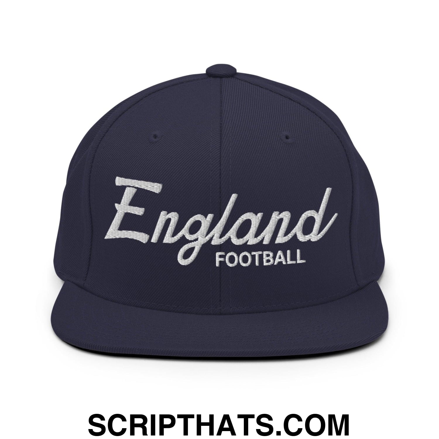 England Soccer Football Vintage Sports Script Snapback Hat Navy