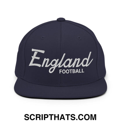 England Soccer Football Vintage Sports Script Snapback Hat Navy
