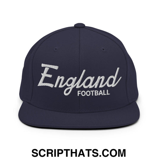 England Soccer Football Vintage Sports Script Snapback Hat Navy
