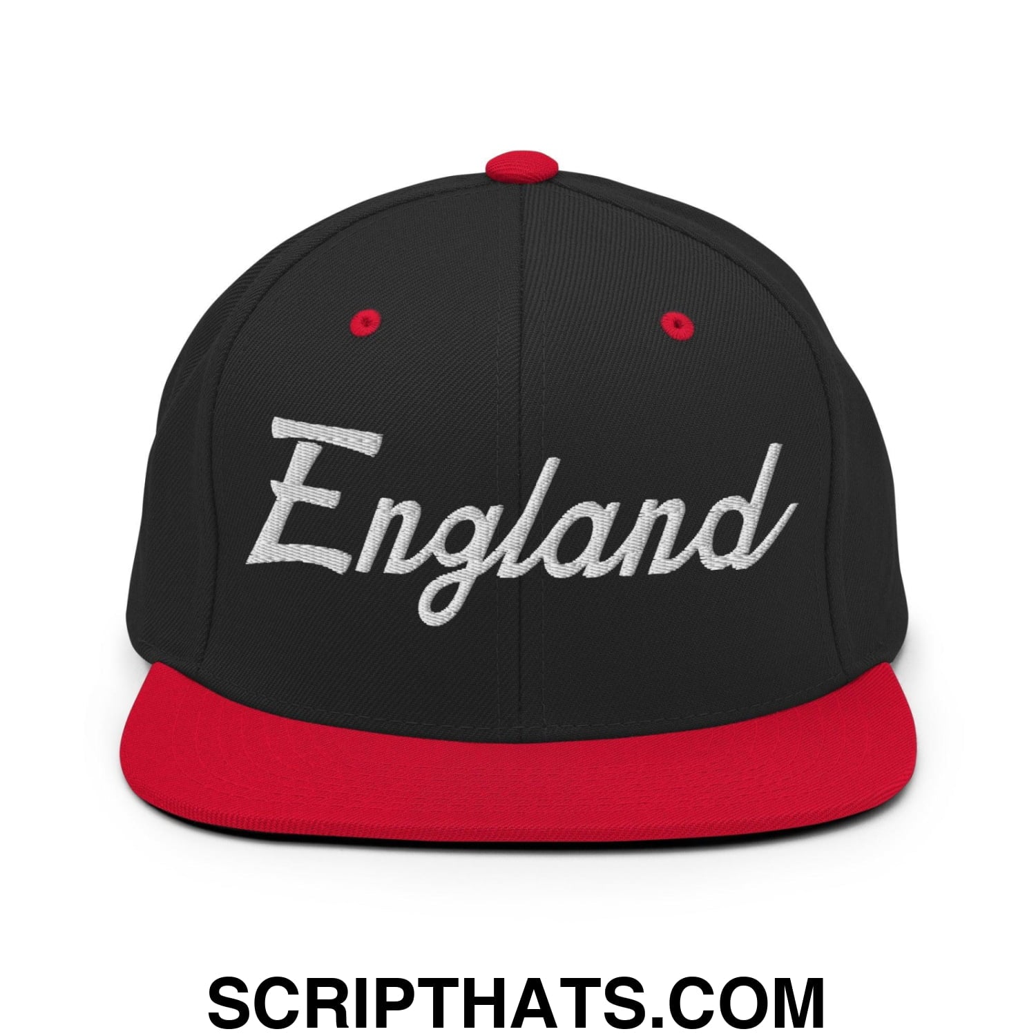 England Sports Vintage Script Snapback Hat Black Red