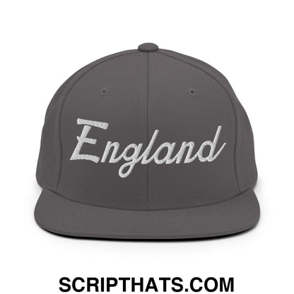 England Sports Vintage Script Snapback Hat Dark Grey