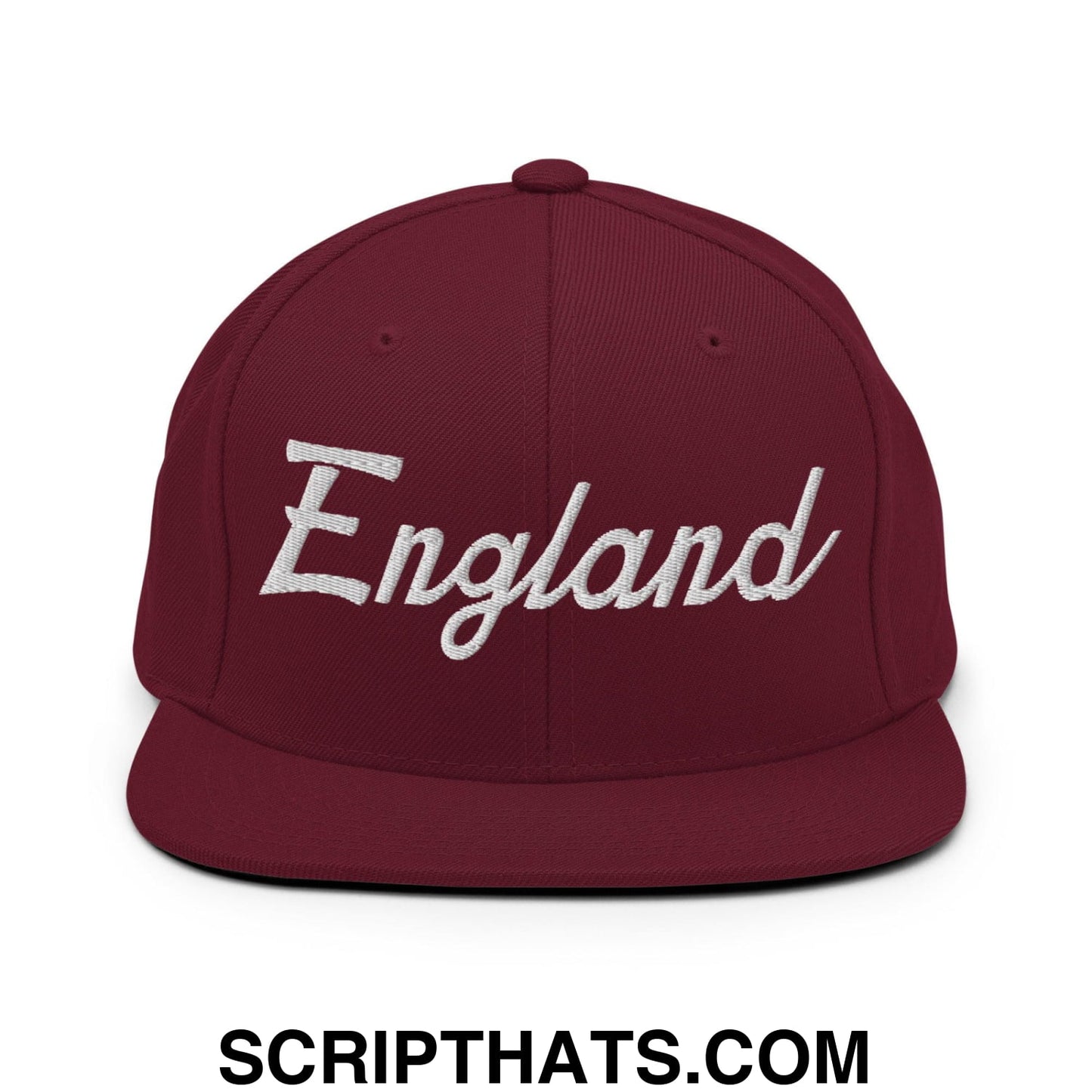 England Sports Vintage Script Snapback Hat Maroon