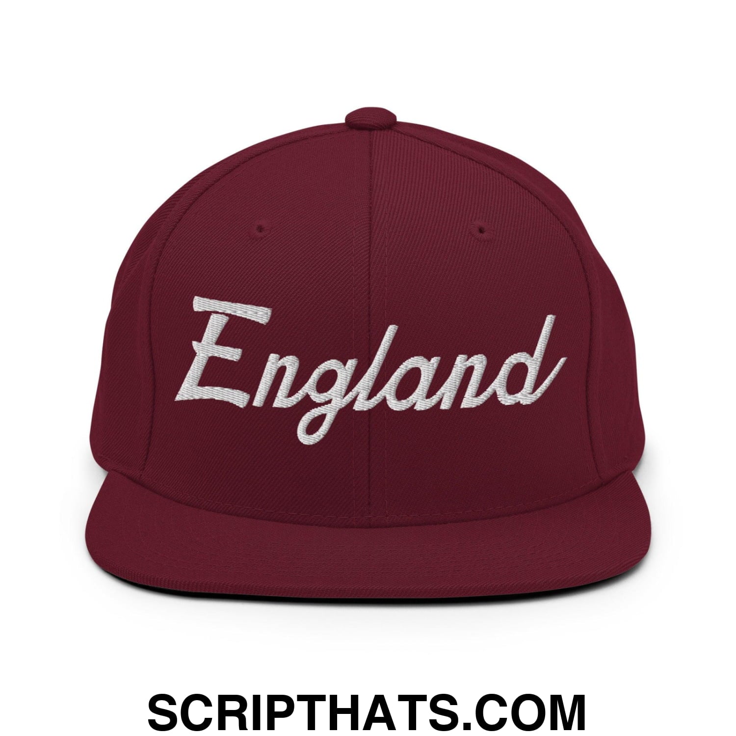England Sports Vintage Script Snapback Hat Maroon