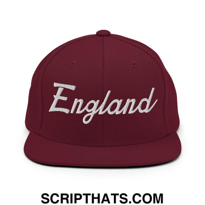 England Sports Vintage Script Snapback Hat Maroon