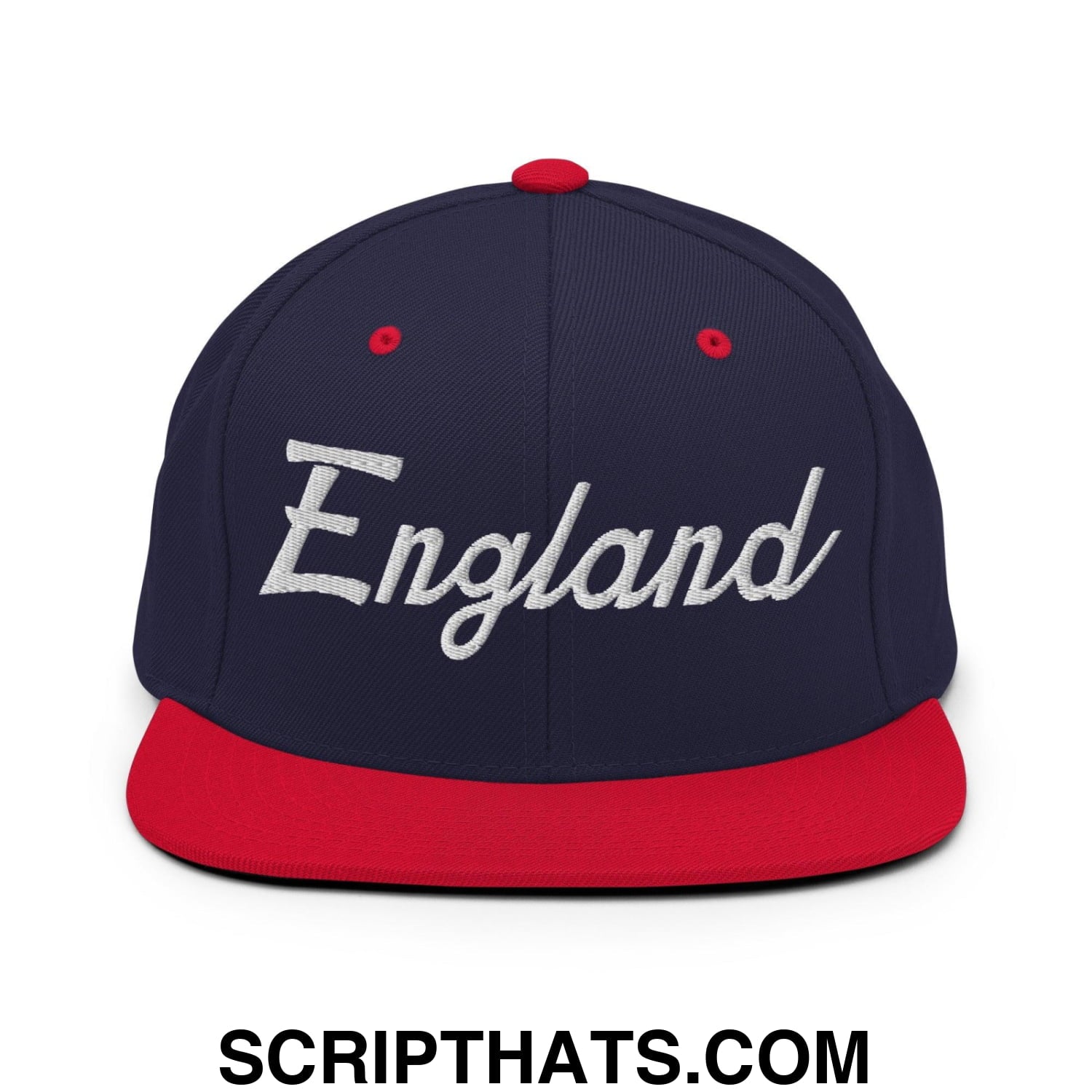 England Sports Vintage Script Snapback Hat Navy Red