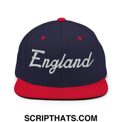 England Sports Vintage Script Snapback Hat Navy Red