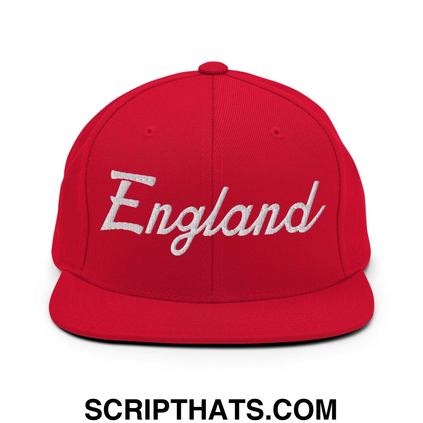 England Sports Vintage Script Snapback Hat Red