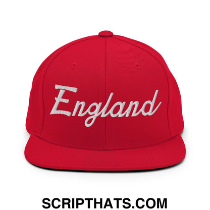 England Sports Vintage Script Snapback Hat Red