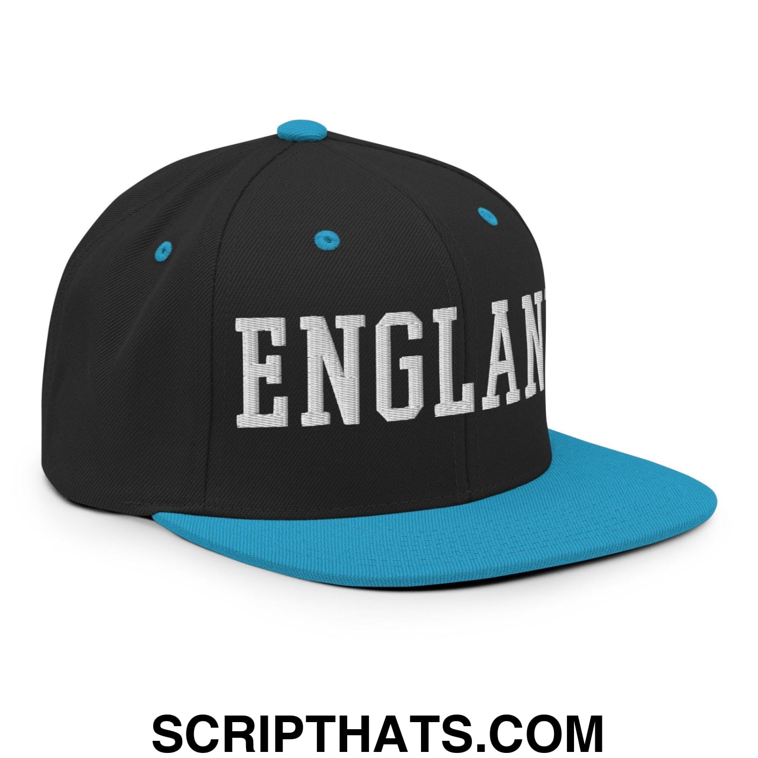 England Varsity Letterman Block Snapback Hat Black Teal