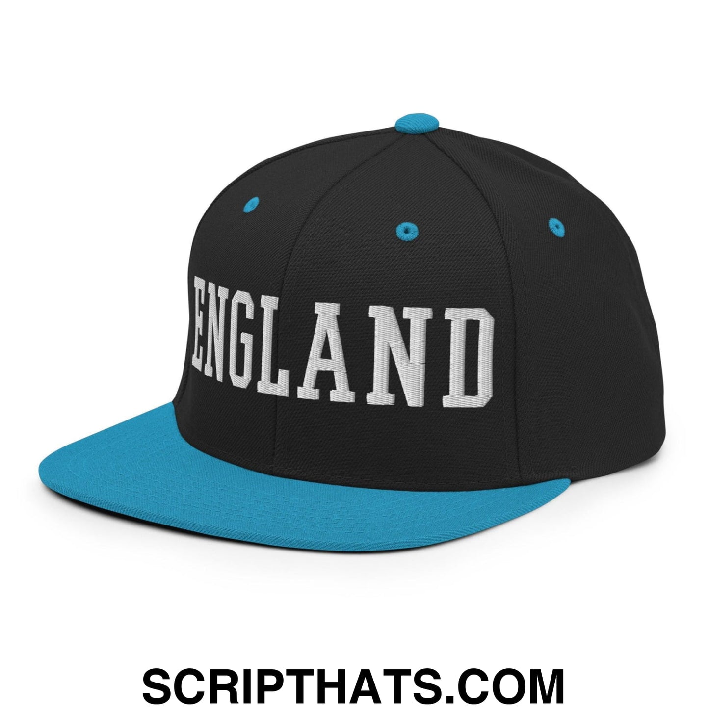 England Varsity Letterman Block Snapback Hat Black Teal