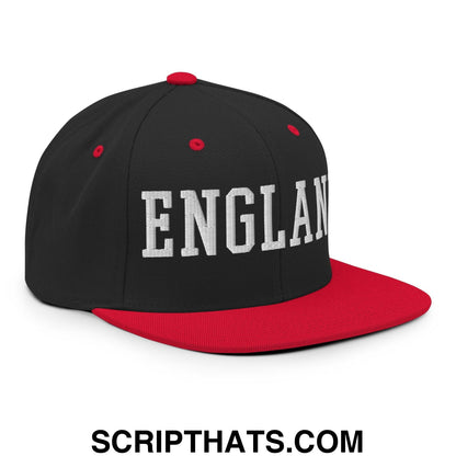 England Varsity Letterman Block Snapback Hat Black Red