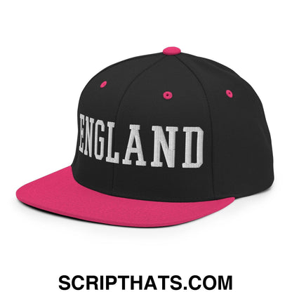 England Varsity Letterman Block Snapback Hat Black Neon Pink