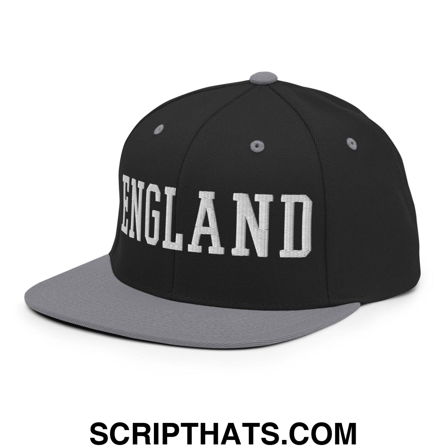 England Varsity Letterman Block Snapback Hat Black Silver