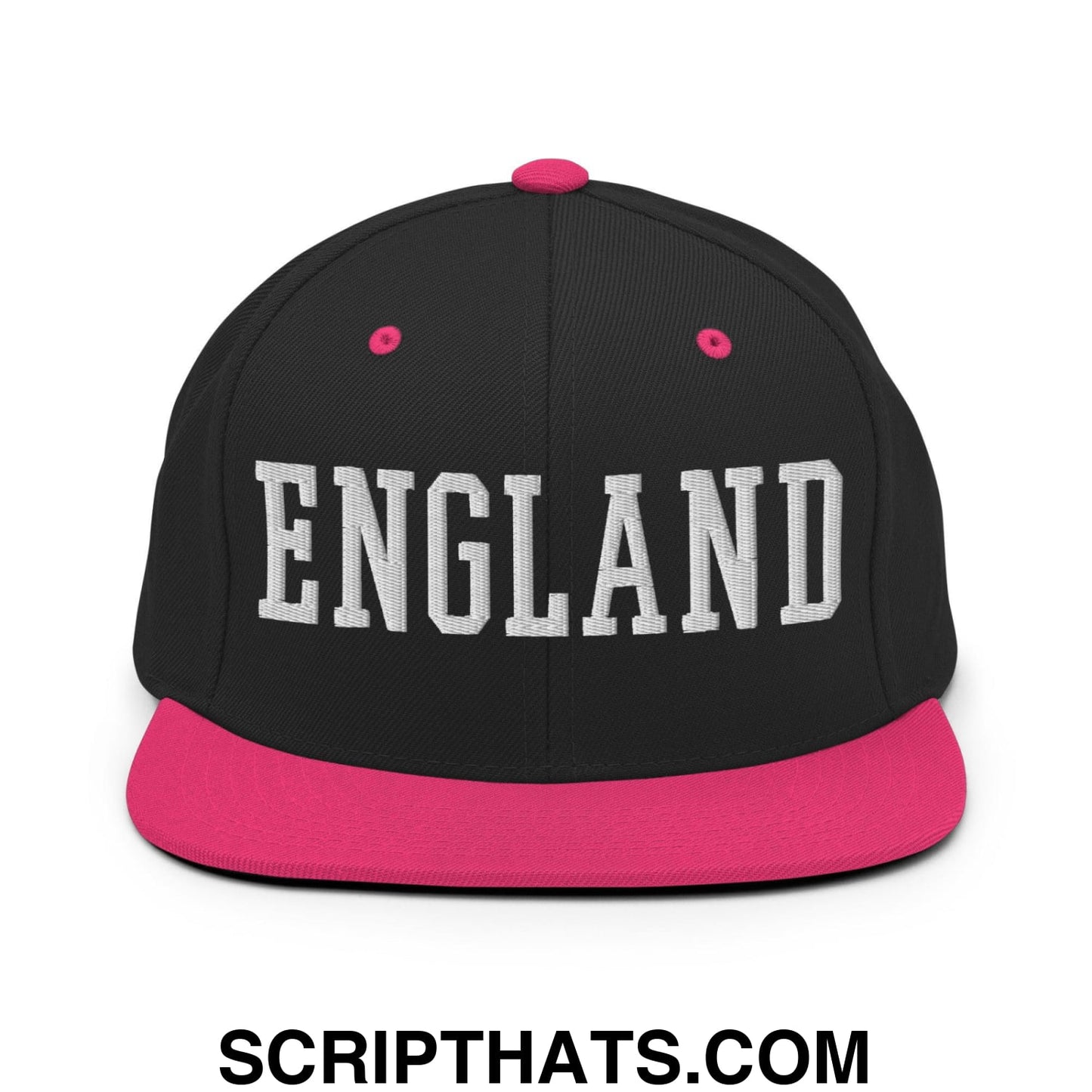 England Varsity Letterman Block Snapback Hat Black Neon Pink