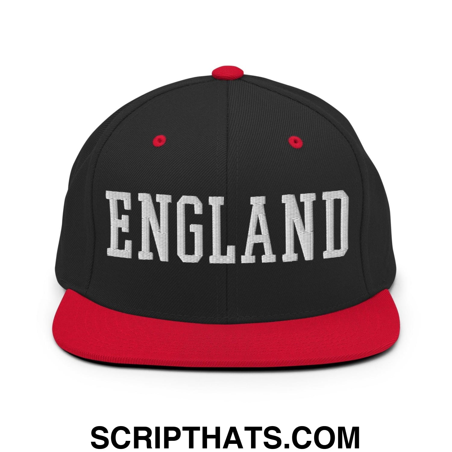 England Varsity Letterman Block Snapback Hat Black Red