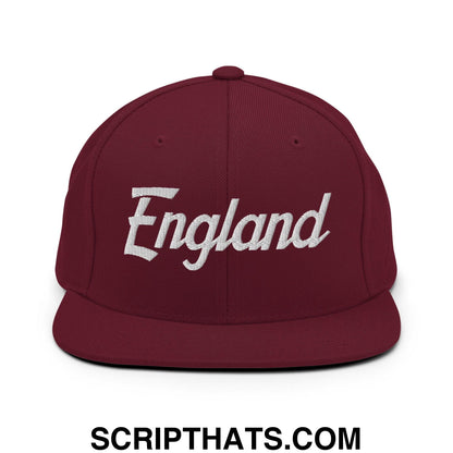 England Vintage Sports Script Snapback Hat Maroon