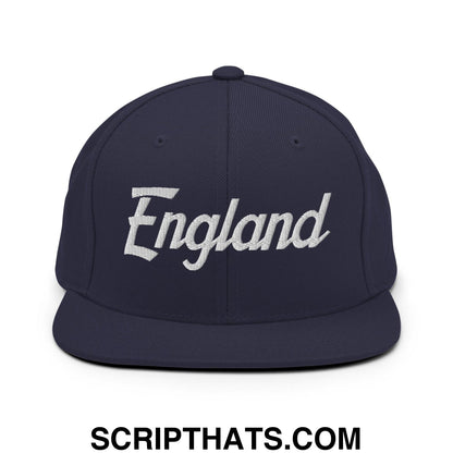 England Vintage Sports Script Snapback Hat Navy