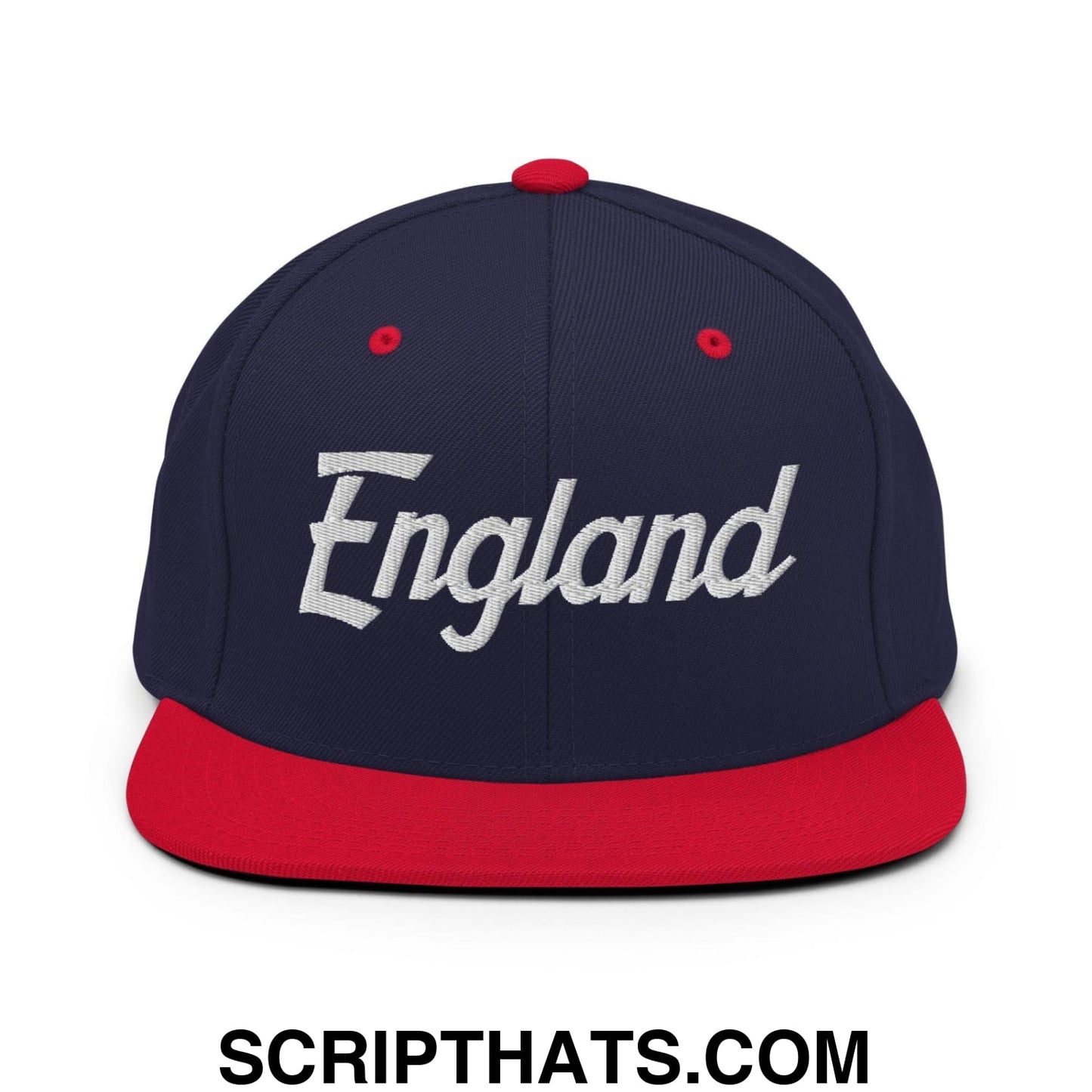 England Vintage Sports Script Snapback Hat Navy Red