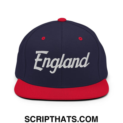 England Vintage Sports Script Snapback Hat Navy Red