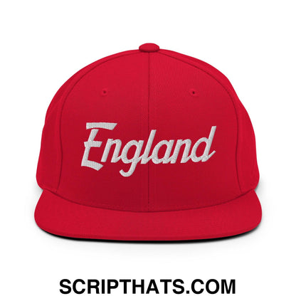 England Vintage Sports Script Snapback Hat Red