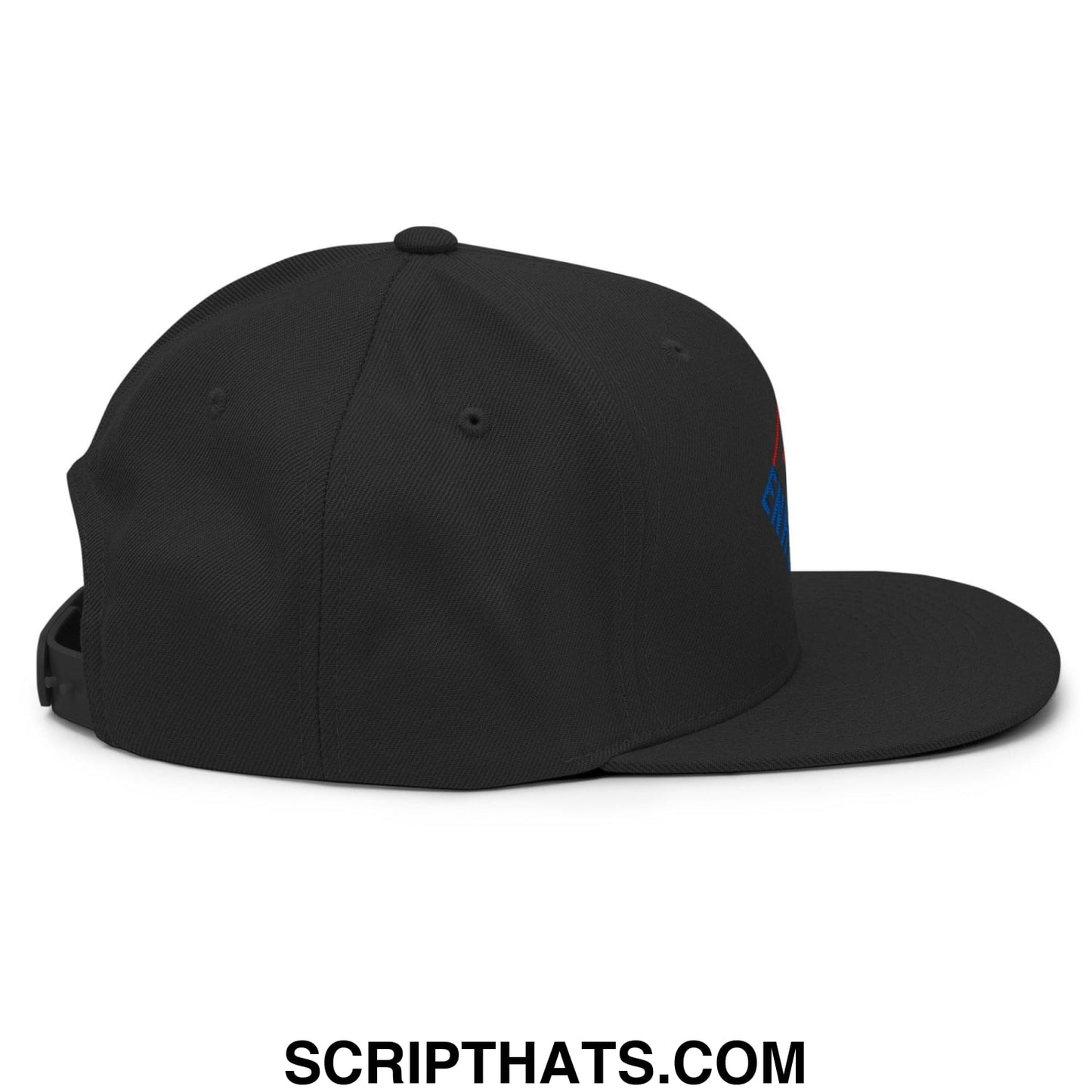 Enron Embroidered Flat Bill Brim Snapback Hat Black