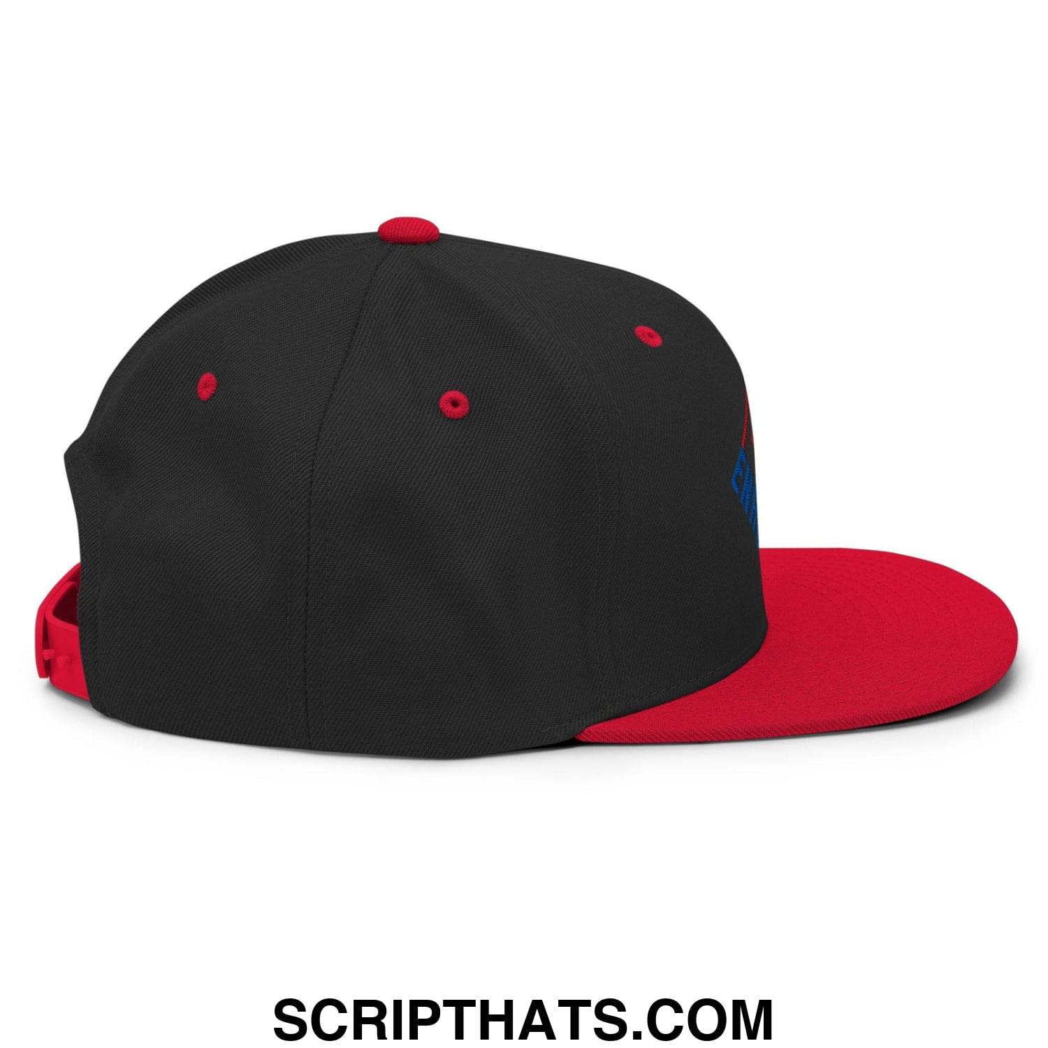 Enron Embroidered Flat Bill Brim Snapback Hat Black Red