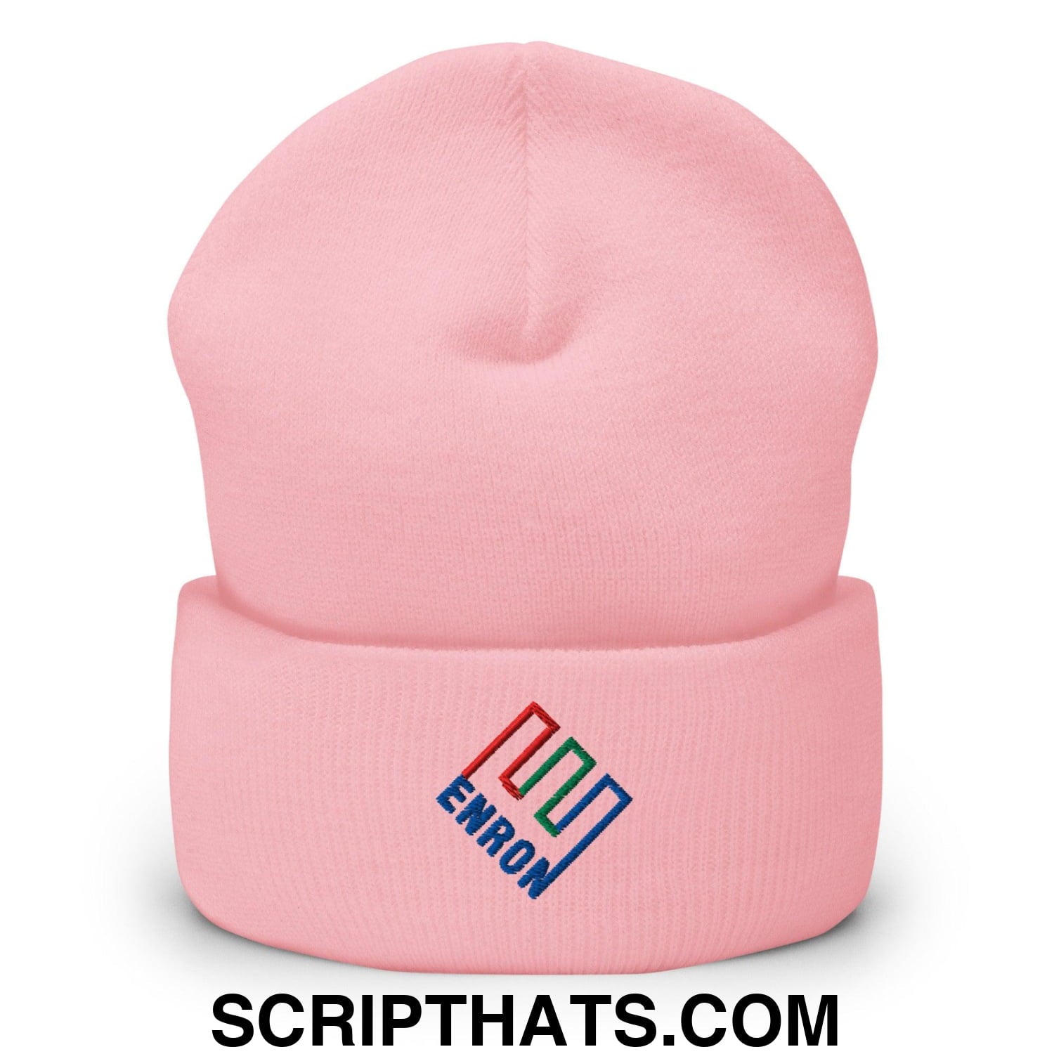 Enron Embroidered Knit Cuffed Beanie Baby Pink