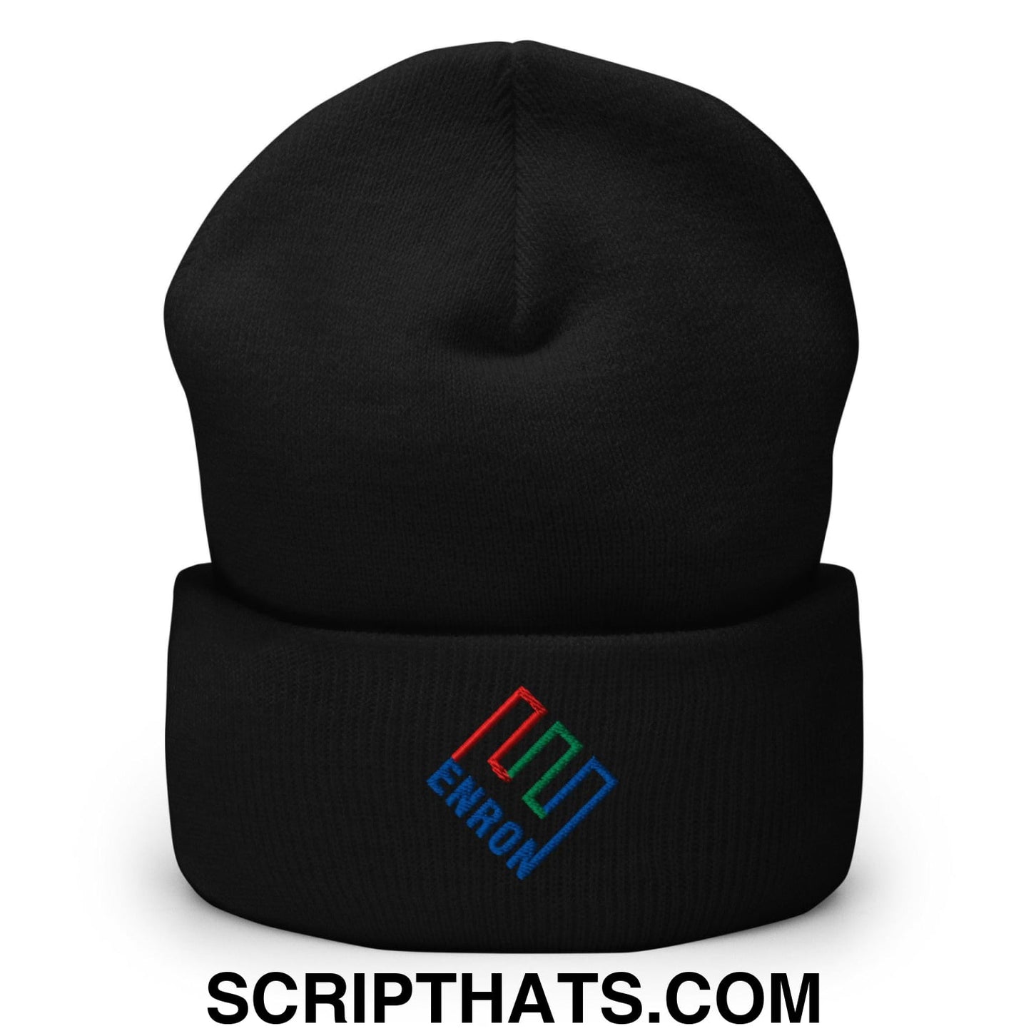 Enron Embroidered Knit Cuffed Beanie Black