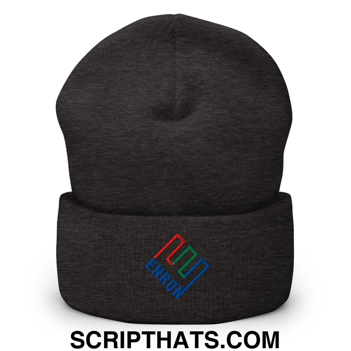 Enron Embroidered Knit Cuffed Beanie Dark Grey