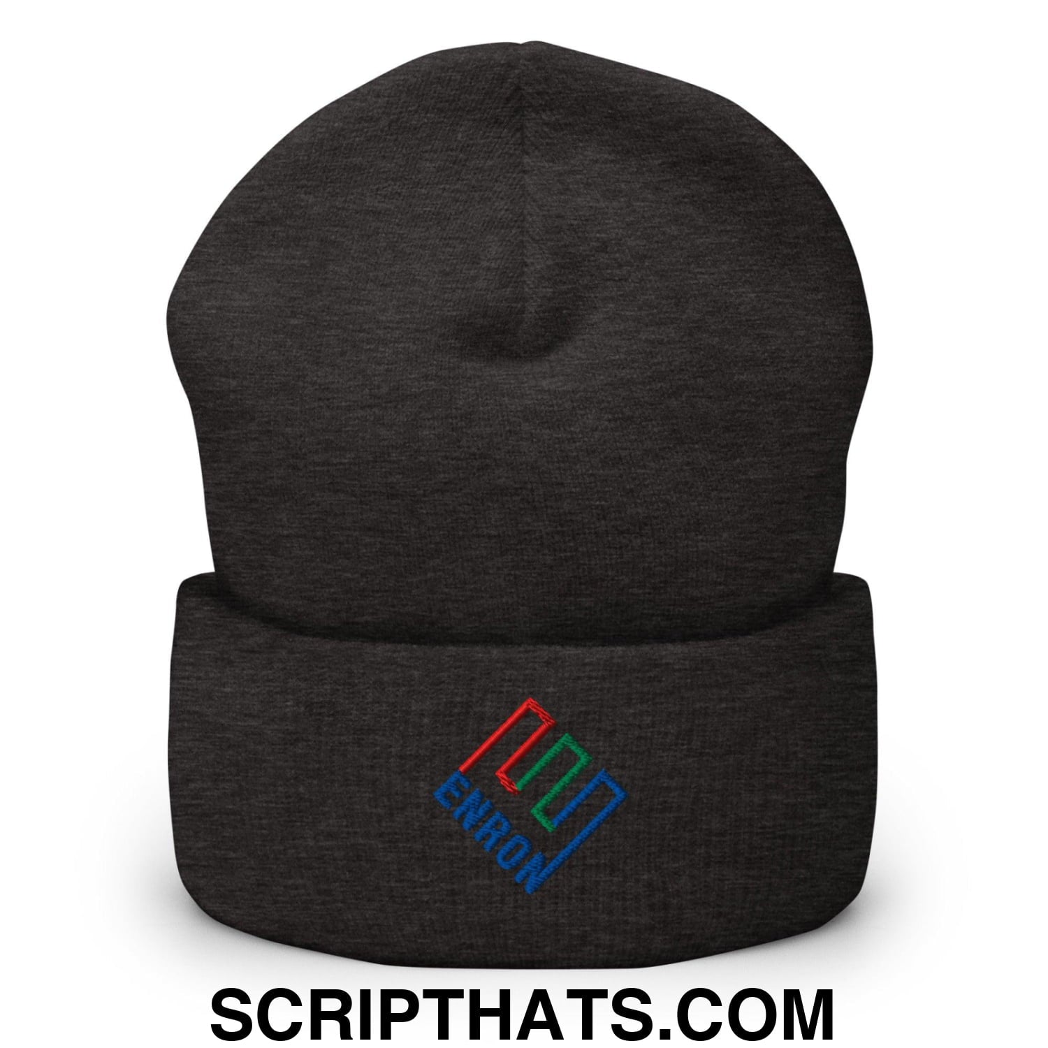 Enron Embroidered Knit Cuffed Beanie Dark Grey