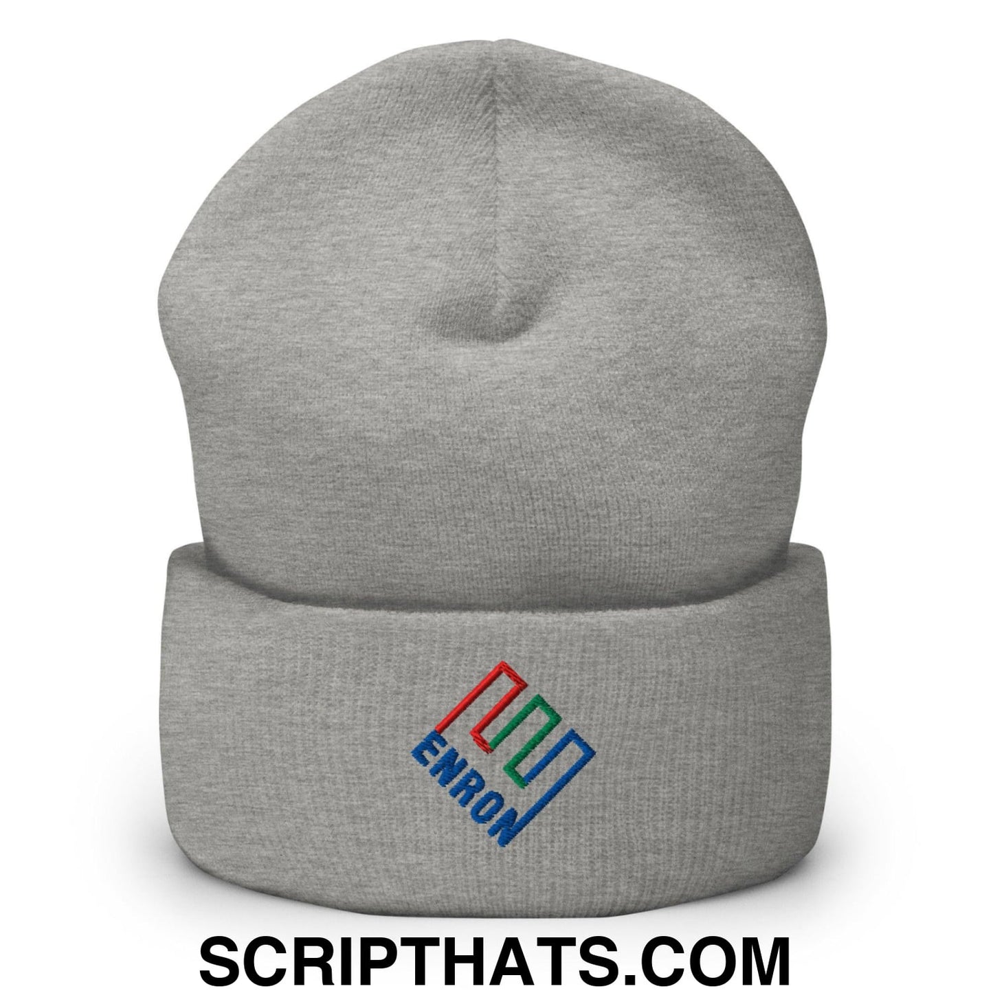Enron Embroidered Knit Cuffed Beanie Heather Grey