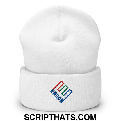 Enron Embroidered Knit Cuffed Beanie White