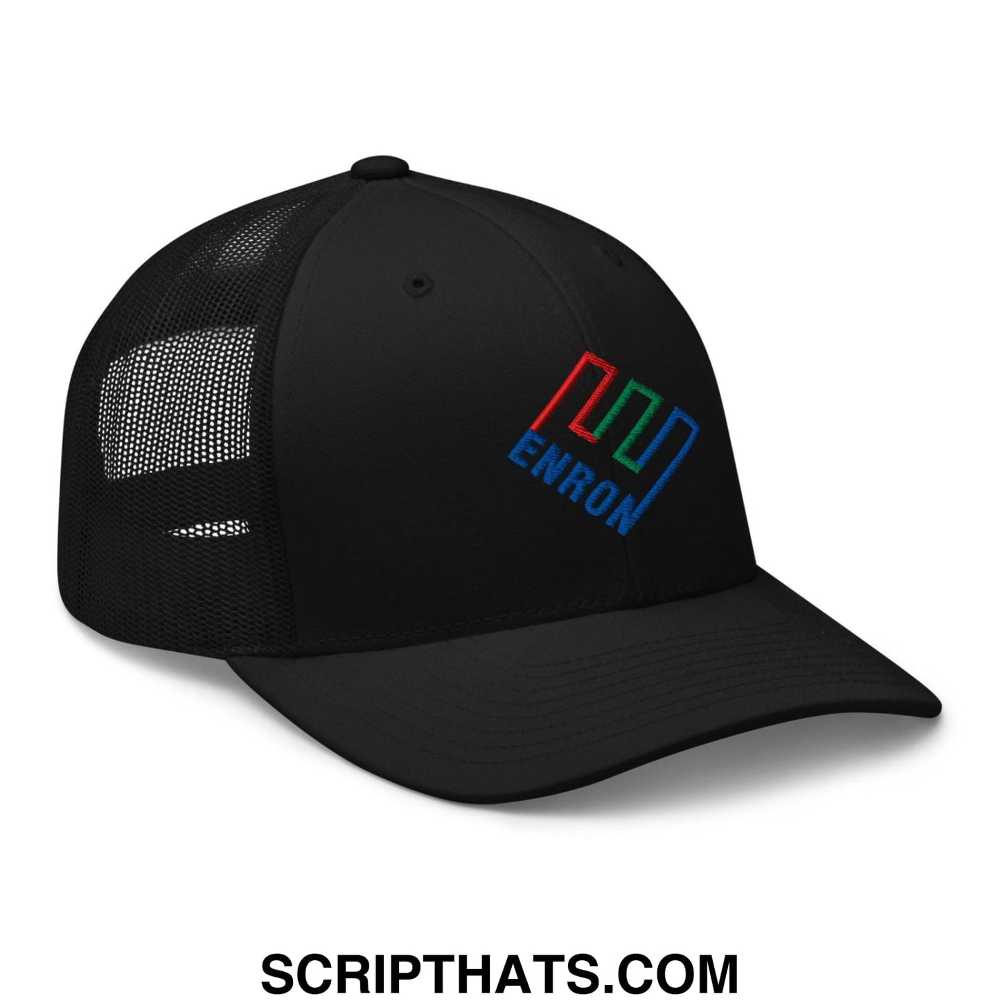 Enron Embroidered Mesh Trucker Hat Black