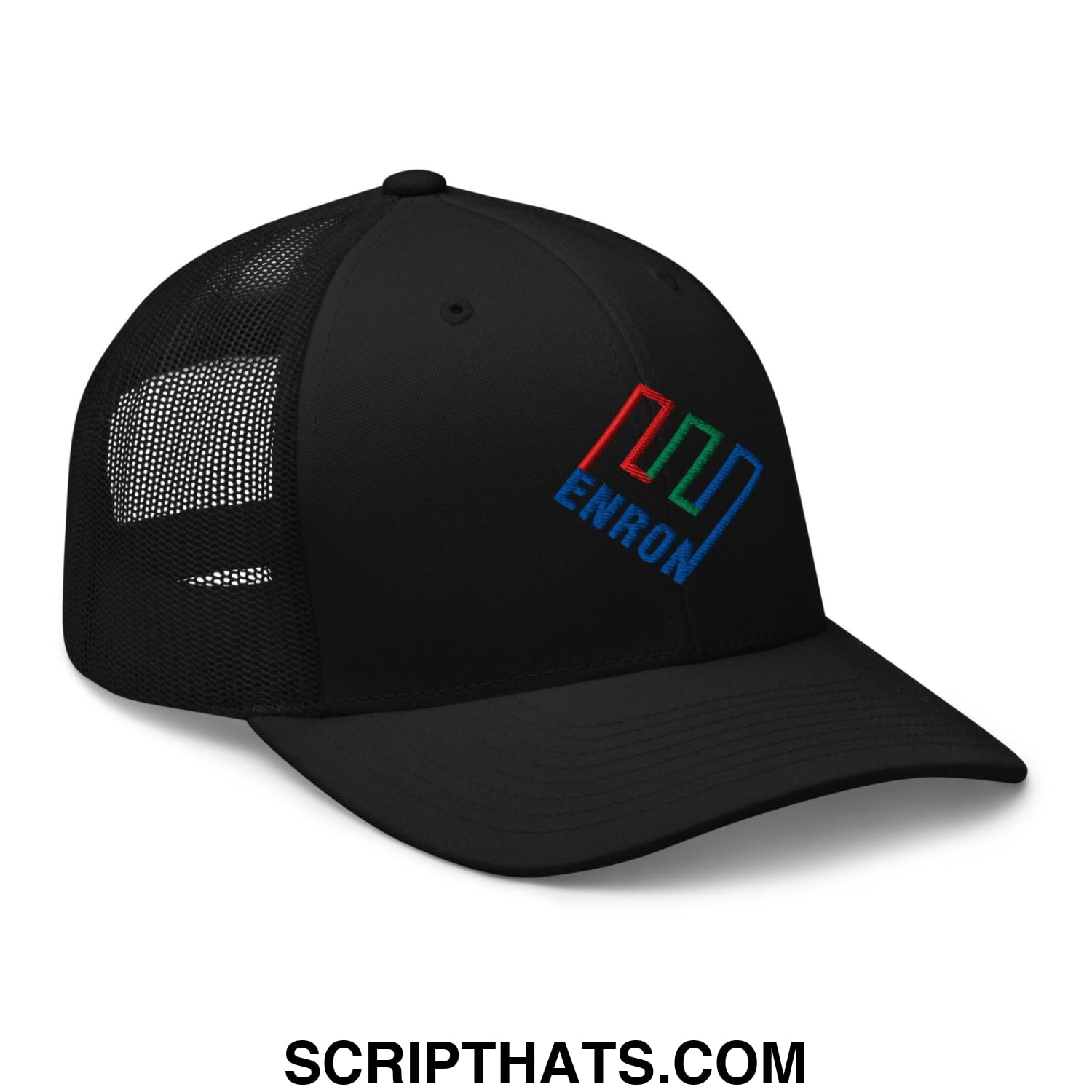 Enron Embroidered Mesh Trucker Hat Black